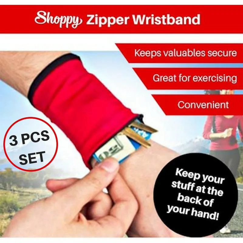 Sporty Zipper Wristbands Belt pouch for easy sport and travel (3 Pieces)