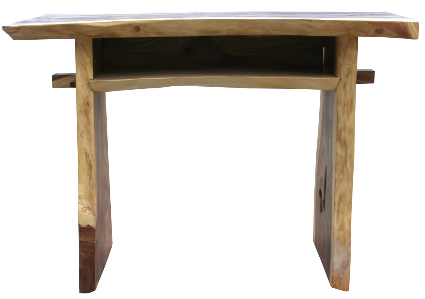 Suar Live Edge Slab Freestanding Bar with Shelf, 59 Inch (choice of table tops)