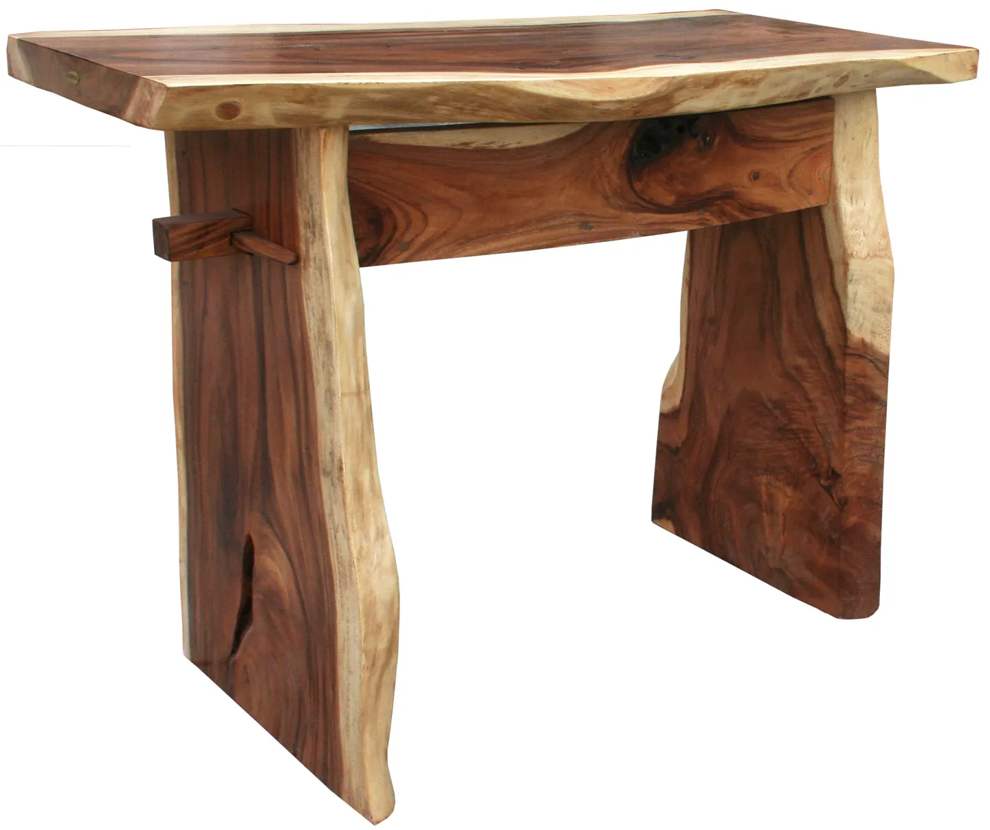 Suar Live Edge Slab Freestanding Bar with Shelf, 59 Inch (choice of table tops)