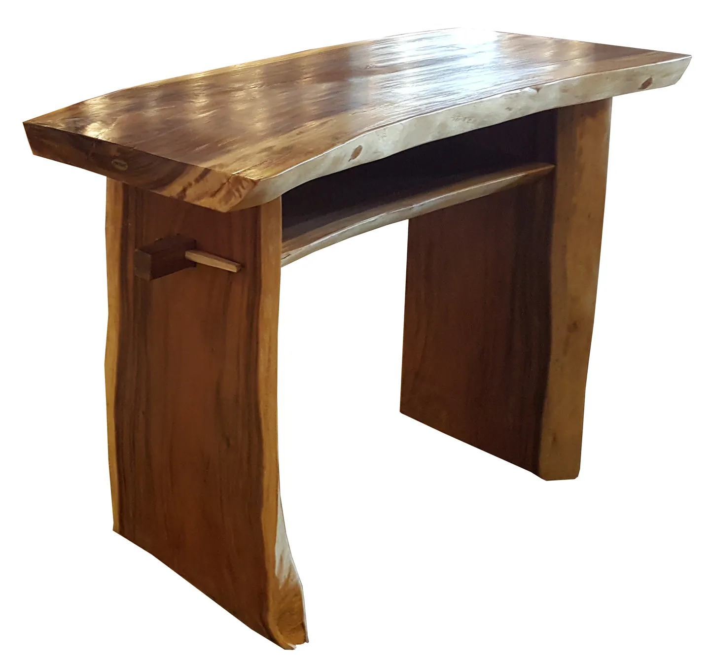 Suar Live Edge Slab Freestanding Bar with Shelf, 59 Inch (choice of table tops)