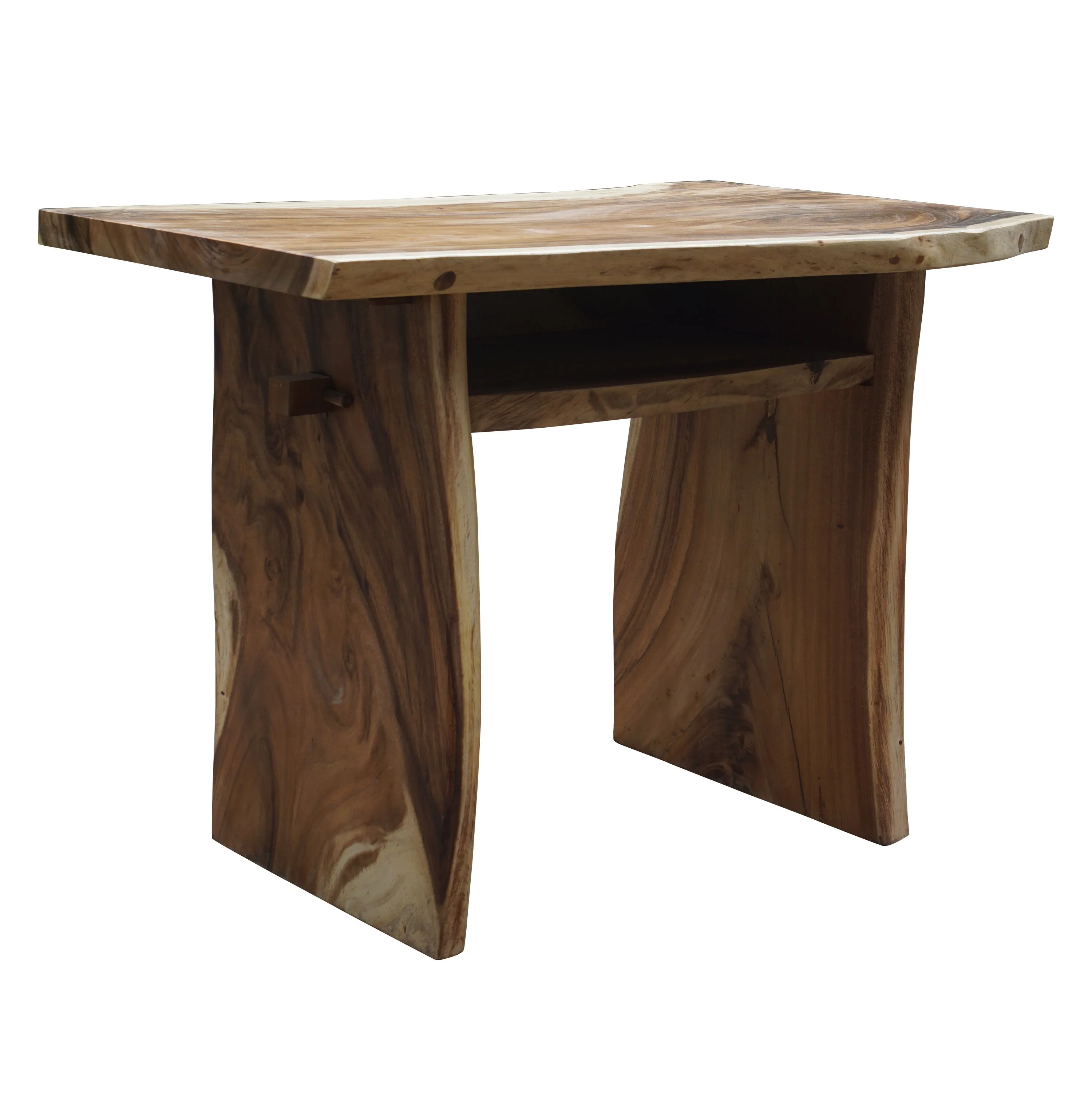 Suar Live Edge Slab Freestanding Bar with Shelf, 59 Inch (choice of table tops)