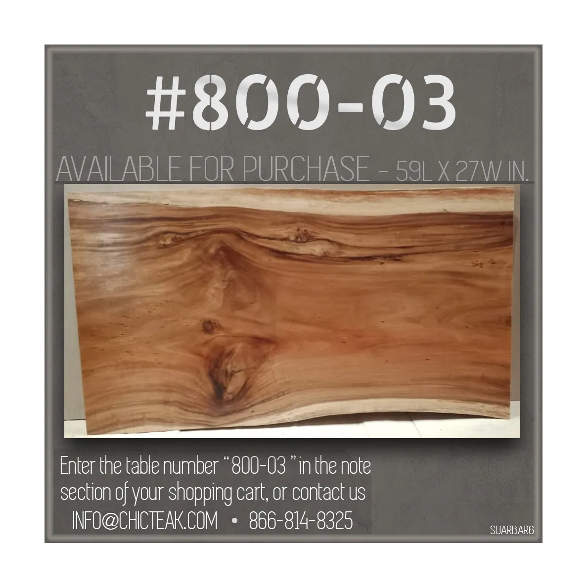 Suar Live Edge Slab Freestanding Bar with Shelf, 59 Inch (choice of table tops)