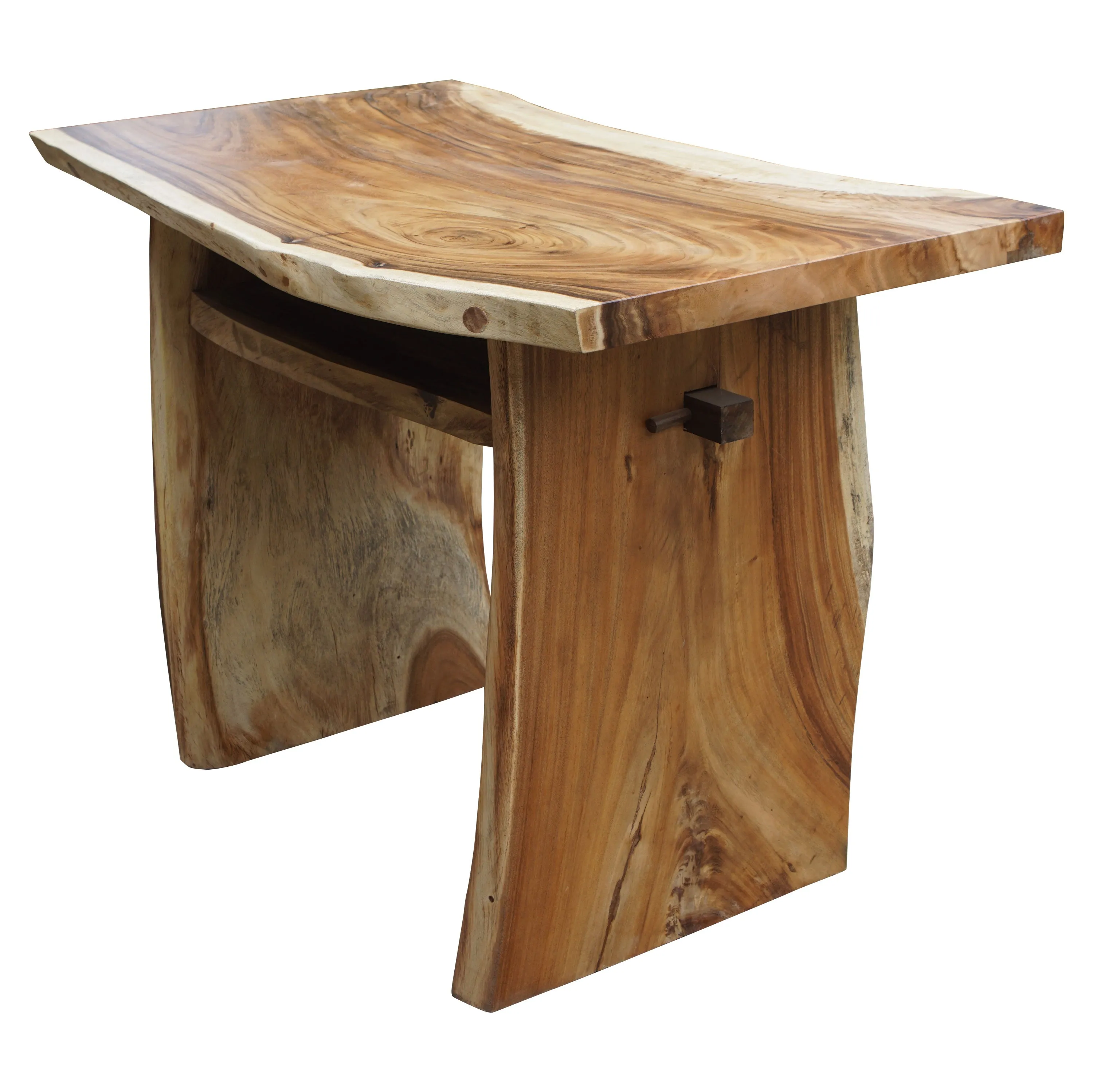 Suar Live Edge Slab Freestanding Bar with Shelf, 59 Inch (choice of table tops)