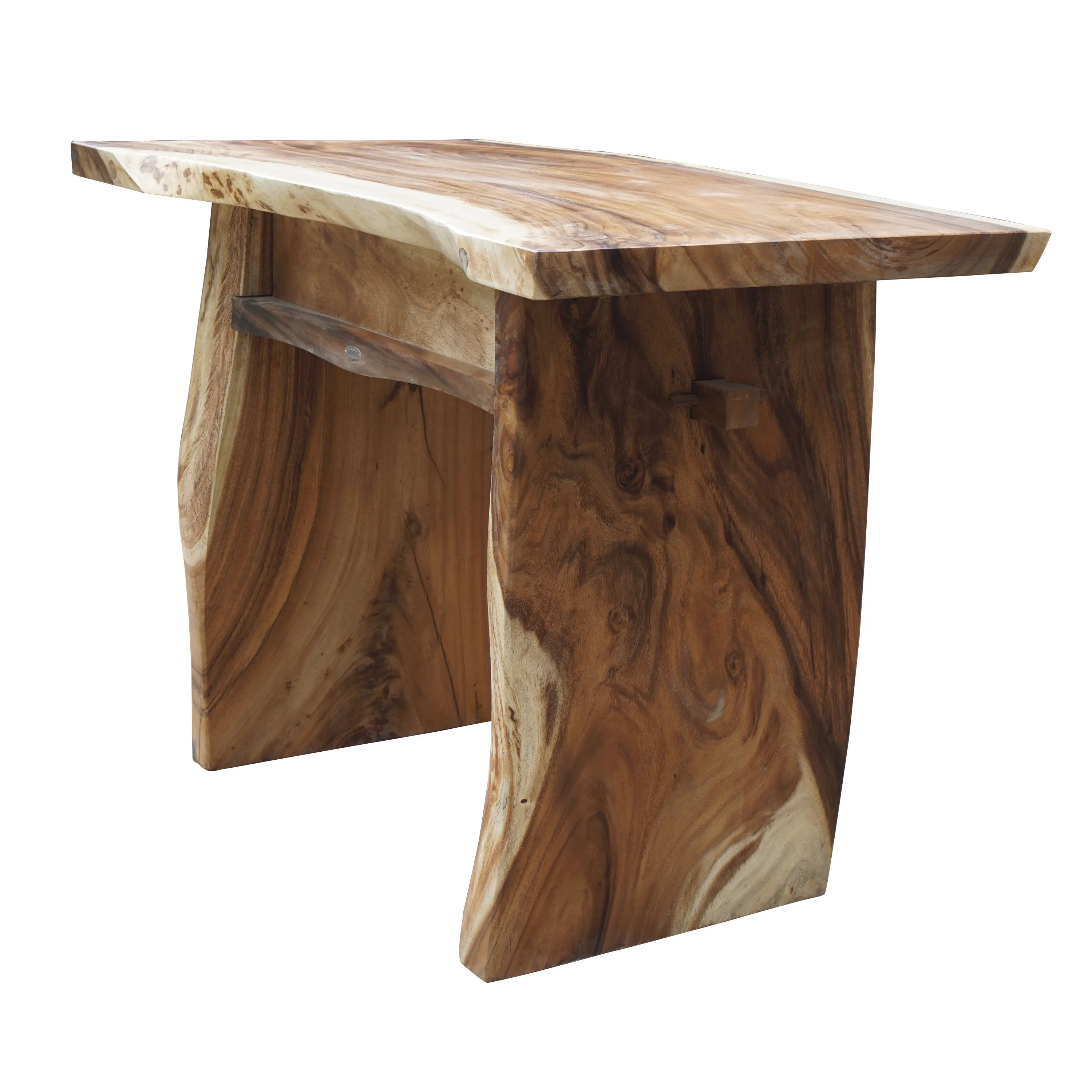 Suar Live Edge Slab Freestanding Bar with Shelf, 59 Inch (choice of table tops)