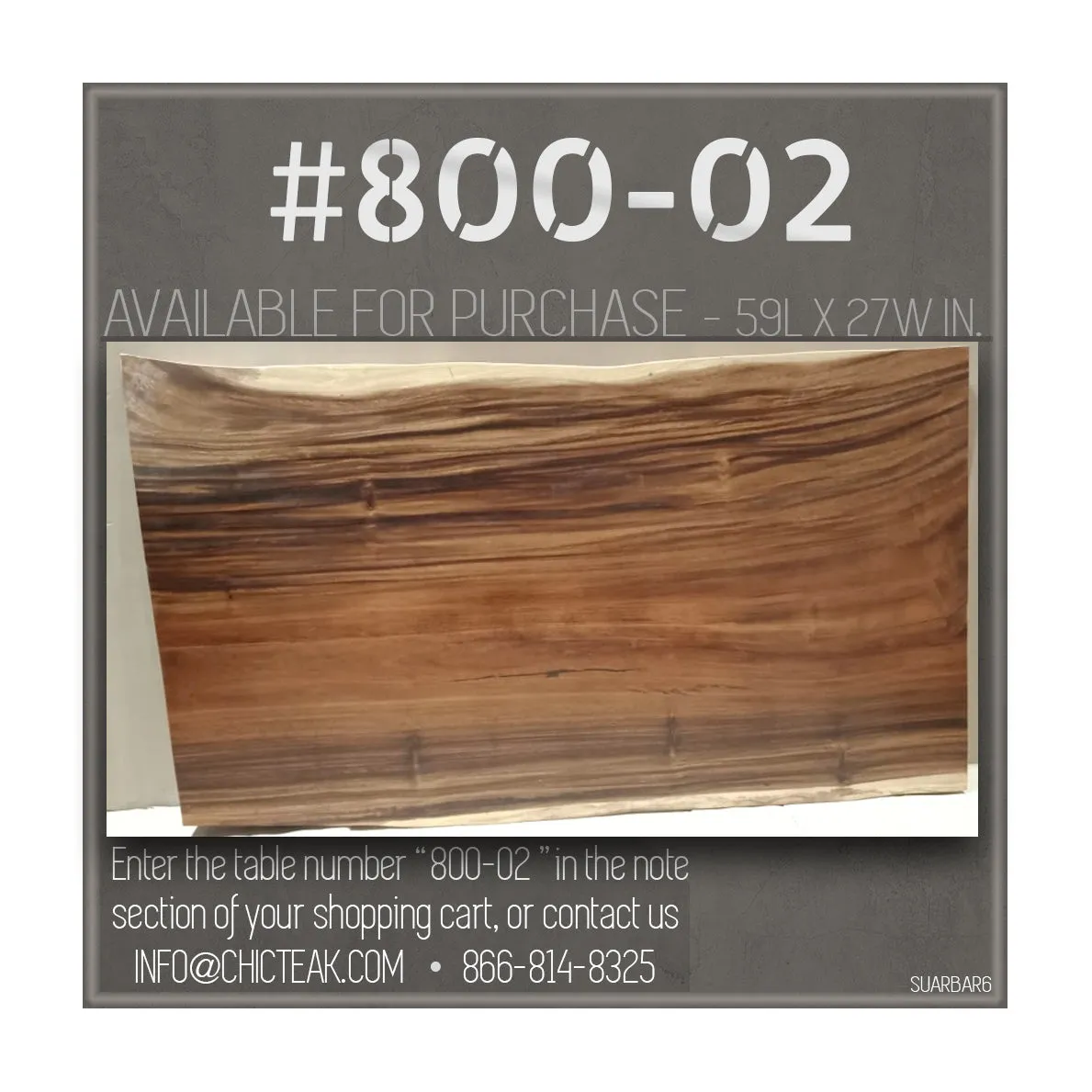 Suar Live Edge Slab Freestanding Bar with Shelf, 59 Inch (choice of table tops)