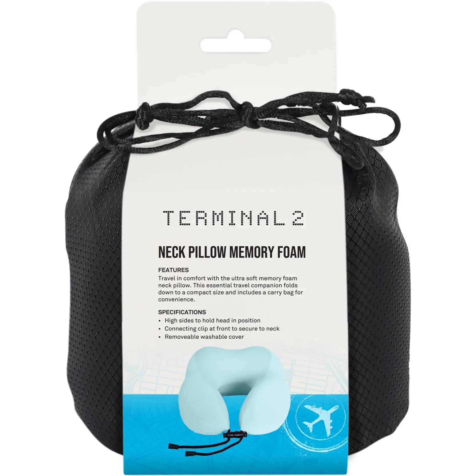 Terminal 2 Memory Foam Pillow (Blue)