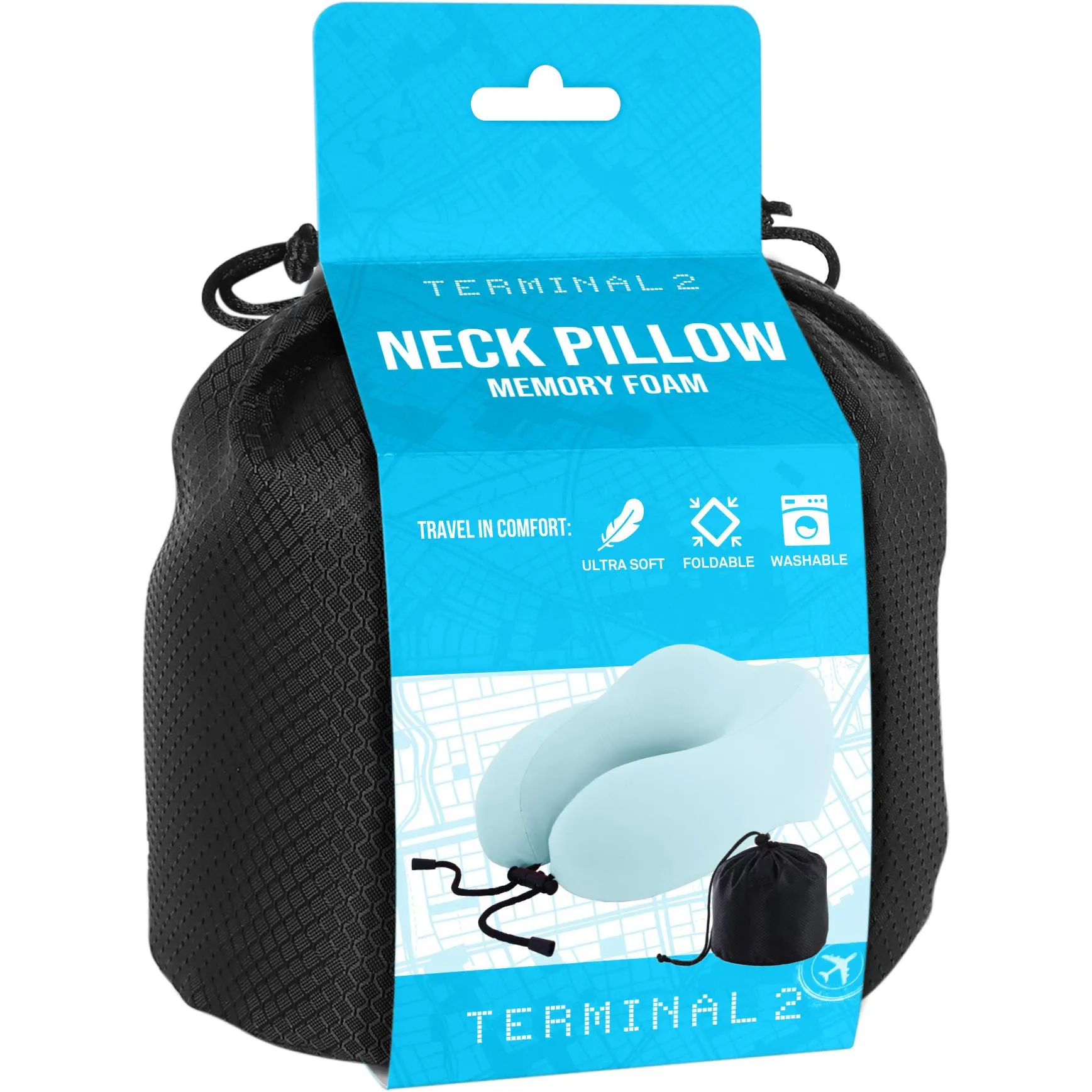 Terminal 2 Memory Foam Pillow (Blue)