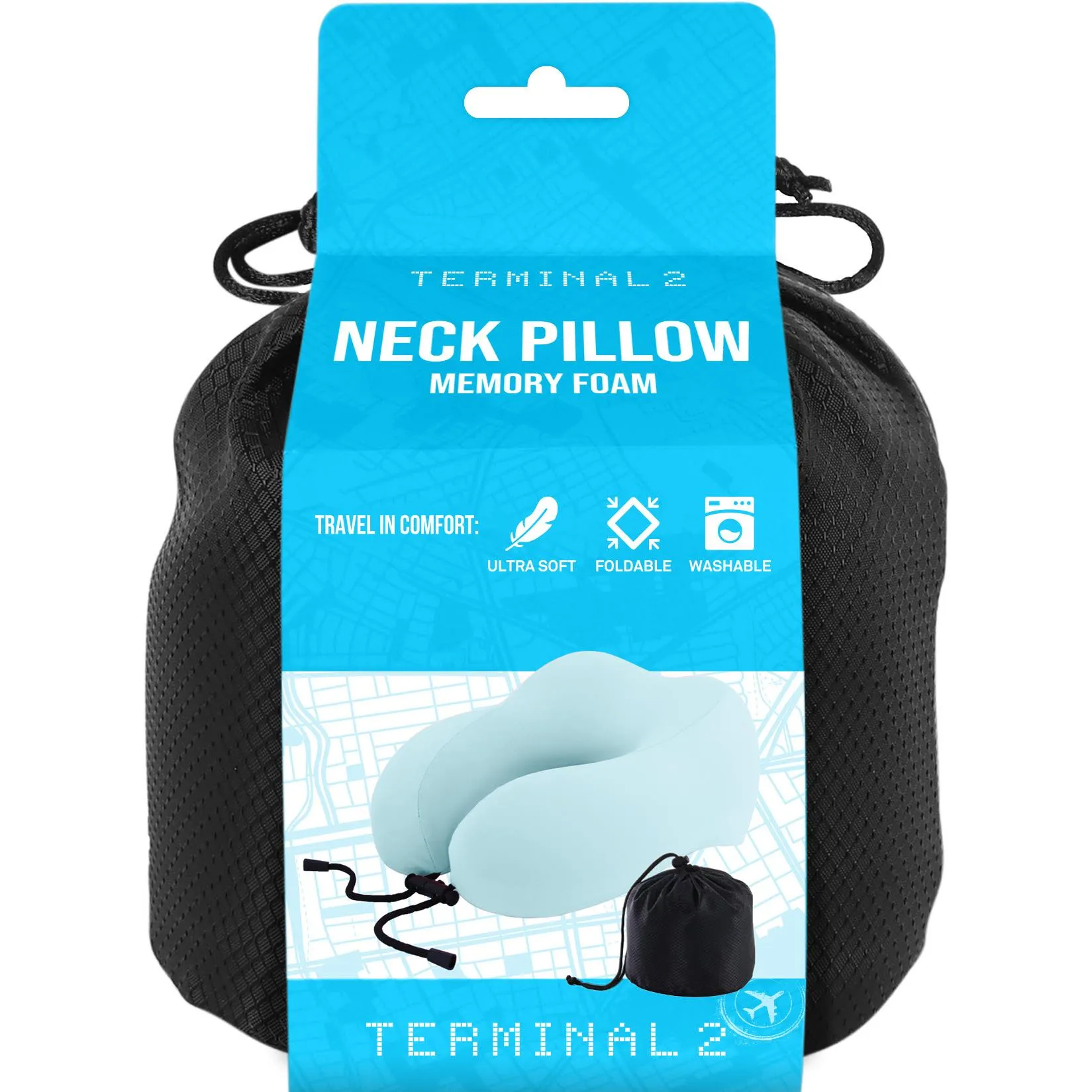 Terminal 2 Memory Foam Pillow (Blue)
