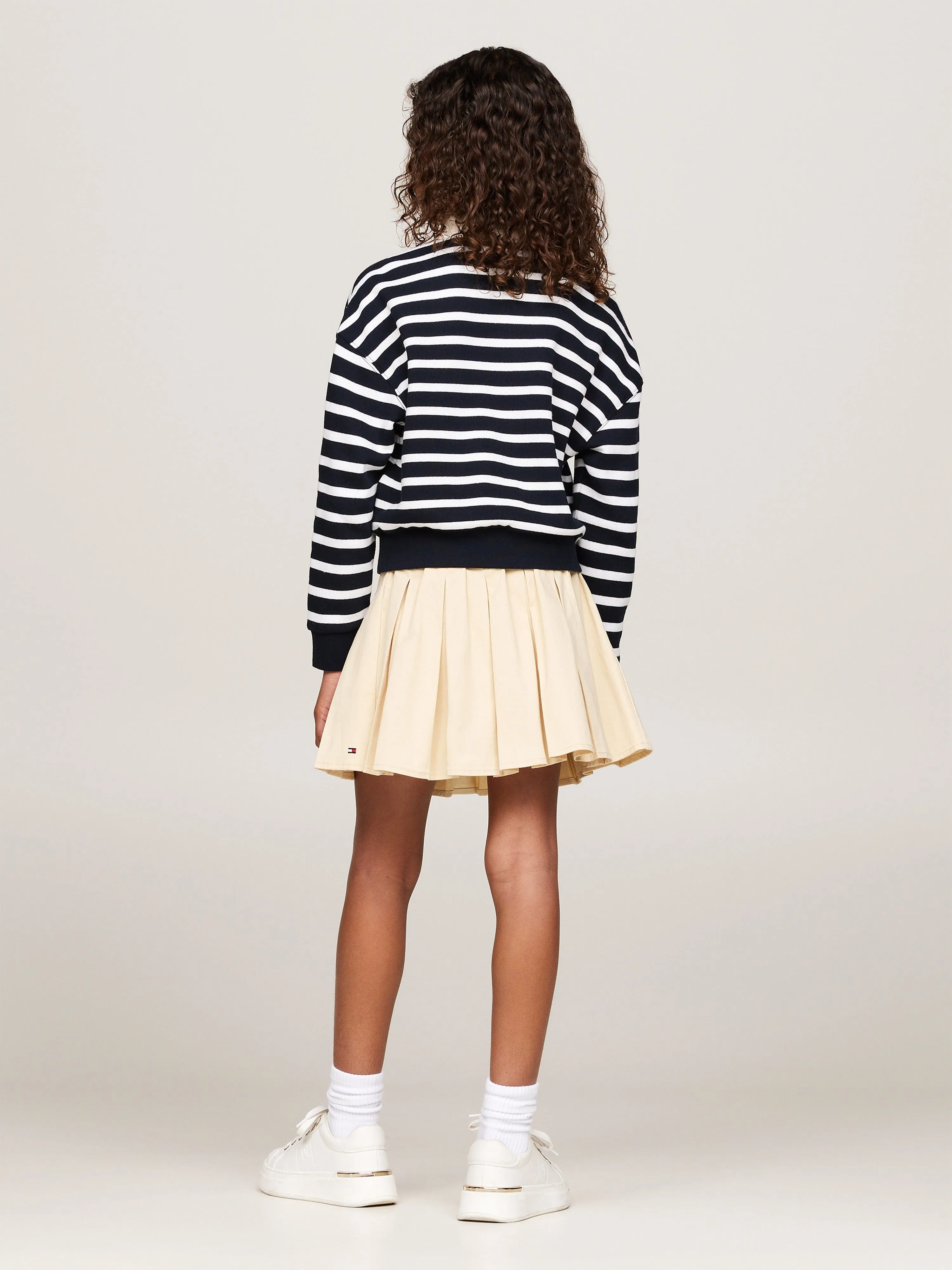Tommy Hilfiger Girls Striped Polo Sweatshirt in Navy
