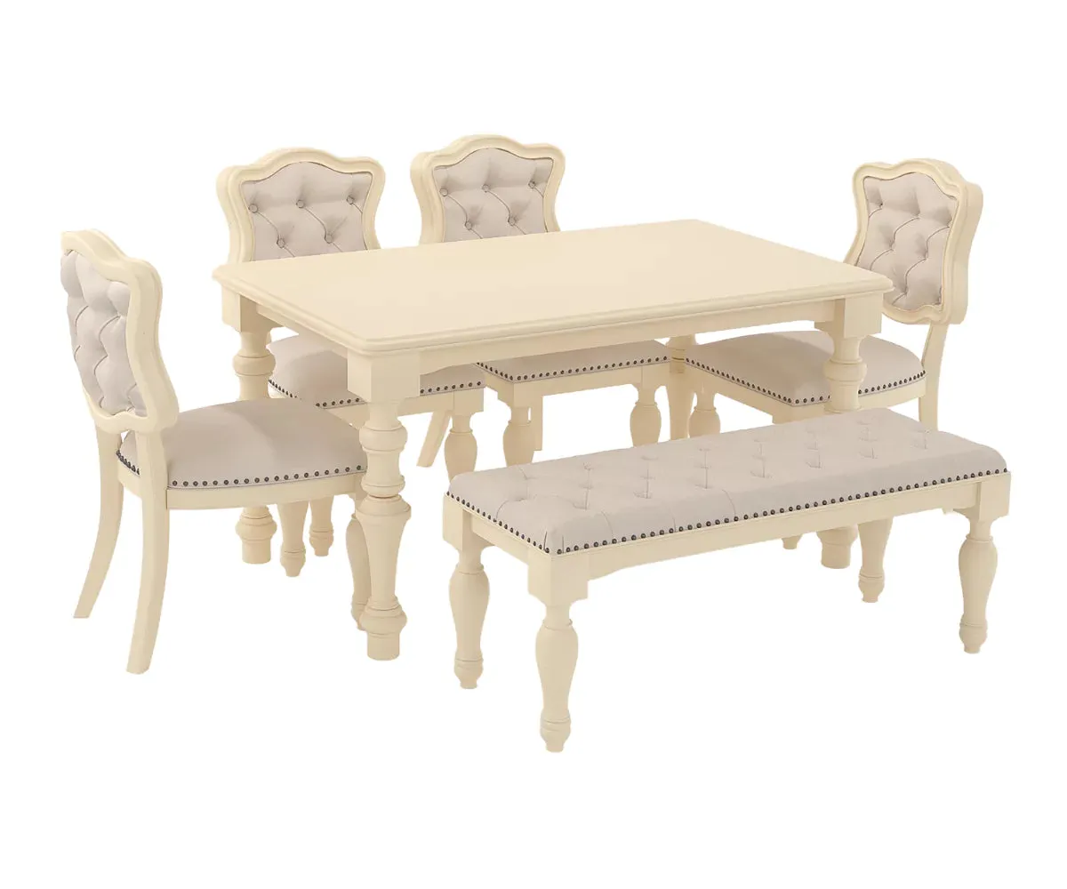 Velostine Dining Table with Bench and Chairs Set