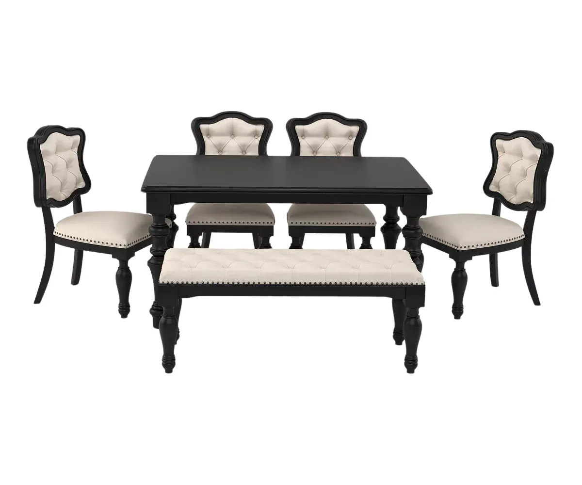Velostine Dining Table with Bench and Chairs Set