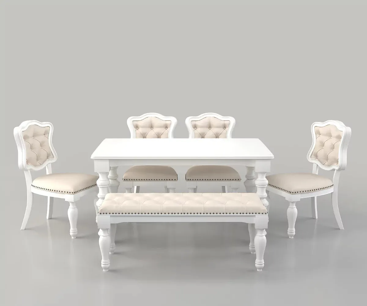 Velostine Dining Table with Bench and Chairs Set