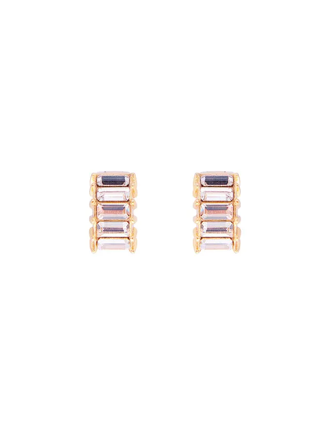 White Crystal Baguette Huggies