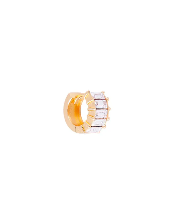 White Crystal Baguette Huggies